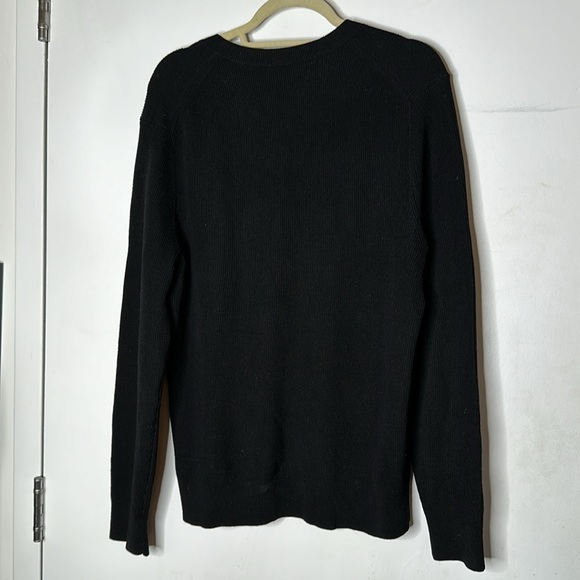 Theory Ronzons Cashwool Merino Wool Black Ribbed v neck Sweater black - Picture 4 of 5